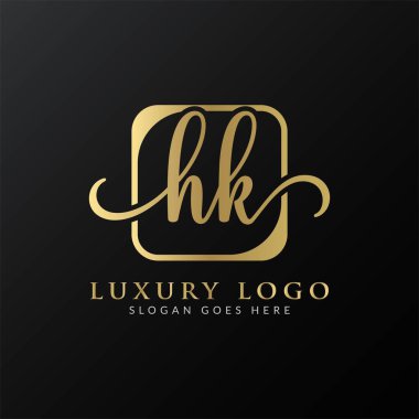 HK Logo Tasarım Vektör Şablonu. İlk Lüks Mektup HK Vektör İllüstrasyonu