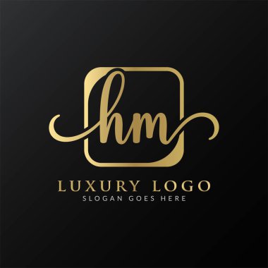 HM Logo Tasarım Vektör Şablonu. İlk Lüks Mektup HM Vektör İllüstrasyonu