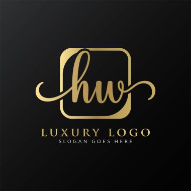 HW Logo Tasarım Vektör Şablonu. İlk Lüks Mektup HW Vektör İllüstrasyonu