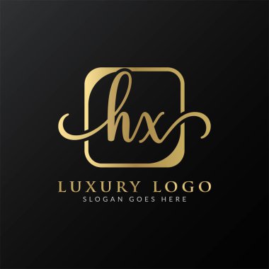 HX Logo Tasarım Vektör Şablonu. İlk Lüks Mektup HX Vektör İllüstrasyonu