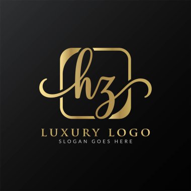 HZ Logo Tasarım Vektör Şablonu. İlk Lüks Mektup HZ Vektör İllüstrasyonu