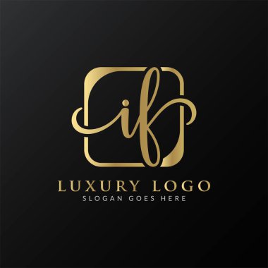 Başlangıç if harfi logo tasarım vektör şablonu. Soyut Lüks Mektup IF logo Tasarımı