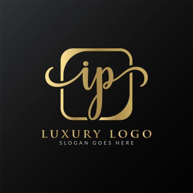 İlk IP harfi Logo Tasarım Şablonu. Soyut Lüks Mektup IP logosu Tasarımı