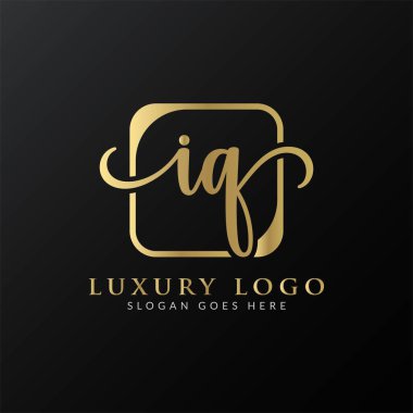 İlk IQ harfi Logo Tasarım Şablonu. Soyut Lüks Mektup IQ logo Tasarımı
