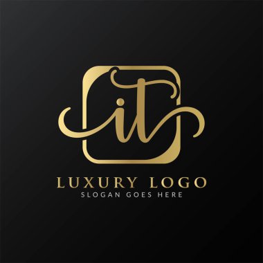İlk IT harfi Logo Tasarım Şablonu. Soyut Lüks Mektup IT logosu Tasarımı