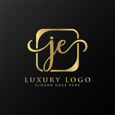 Yaratıcı harf JE Logo Tasarım Vektör Şablonu. İlk Lüks Mektup JE Logo Tasarımı