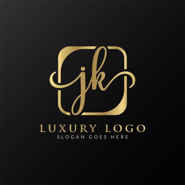 Yaratıcı harf JK Logo Tasarım Vektör Şablonu. İlk Lüks Mektup JK Logo Tasarımı