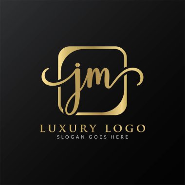 Yaratıcı harf JM Logo Tasarım Vektör Şablonu. İlk Lüks Mektup JM Logo Tasarımı