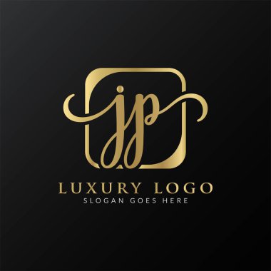 Yaratıcı harf JP Logo Tasarım Vektör Şablonu. İlk Lüks Mektup JP Logo Tasarımı