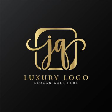 Yaratıcı harf JQ Logo Tasarım Vektör Şablonu. İlk Lüks Mektup JQ Logo Tasarımı