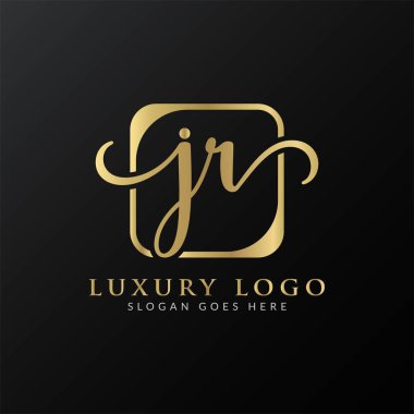 Yaratıcı harf JR Logo Tasarım Vektör Şablonu. İlk Lüks Mektup JR Logo Tasarımı