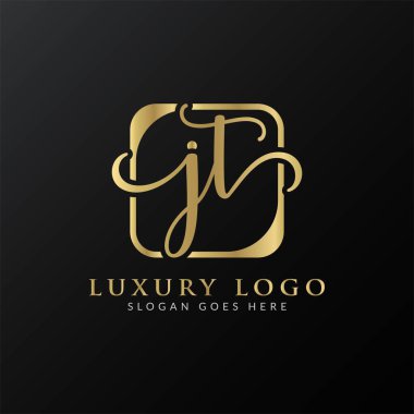 Yaratıcı harf JT Logo Tasarım Vektör Şablonu. İlk Lüks Mektup JT Logo Tasarımı