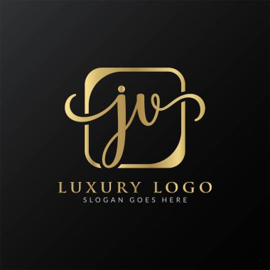 Yaratıcı harf JV Logo Tasarım Vektör Şablonu. İlk Lüks Mektup JV Logo Tasarımı