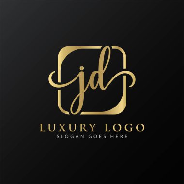 Yaratıcı harf JD Logo Tasarım Vektör Şablonu. İlk Lüks Mektup JD Logo Tasarımı