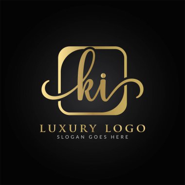 Bağlı Harf KI Logo Tasarım Şablonu. Yaratıcı Soyut KI Lüks Logo Tasarım Vektörü İllüstrasyonu