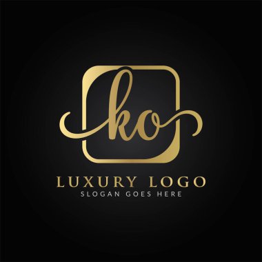 Bağlı Harf KO Logo Tasarım Şablonu. Yaratıcı Soyut KO Lüks Logo Tasarım Vektörü İllüstrasyonu