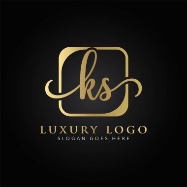 Bağlı Harf KS Logo Tasarım Şablonu. Yaratıcı Soyut KS Lüks Logo Tasarım Vektörü İllüstrasyonu