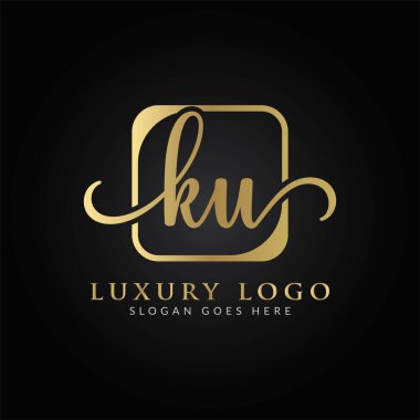 Bağlı Harf KU Logo Tasarım Şablonu. Yaratıcı Soyut KU Lüks Logo Tasarım Vektörü İllüstrasyonu