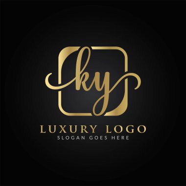 Bağlı Harf KY Logo Tasarım Şablonu. Yaratıcı Soyut KY Lüks Logo Tasarım Vektörü İllüstrasyonu