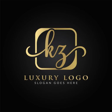 Bağlı Harf KZ Logo Tasarım Şablonu. Yaratıcı Soyut KZ Lüks Logo Tasarım Vektörü İllüstrasyonu