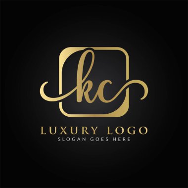 Bağlı Harf KC Logo Tasarım Şablonu. Yaratıcı Soyut KC Lüks Logo Tasarım Vektörü İllüstrasyonu