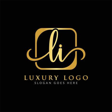 İlk LI harfi Logo Tasarım Şablonu. Lüks Mektup LI logo tasarımı