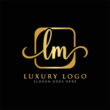 İlk LM harfi Logo Tasarım Şablonu. Lüks Mektup LM logo tasarımı