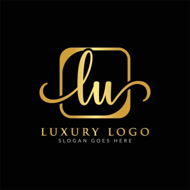 İlk LU harfi Logo Tasarım Şablonu. Lüks Mektup LU logo tasarımı