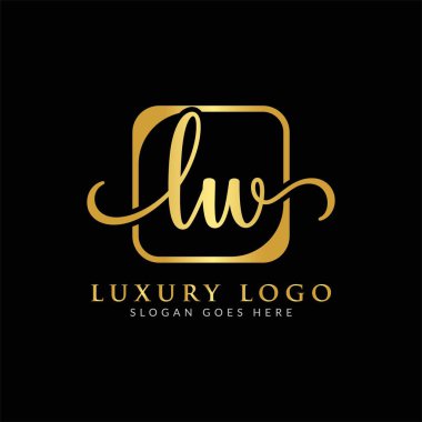 İlk LW harfi Logo Tasarım Şablonu. Lüks Mektup LW logo tasarımı
