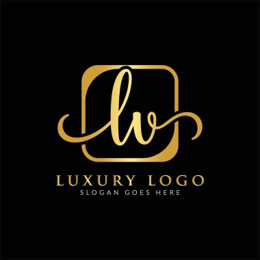 İlk LV harfi Logo Tasarım Şablonu. Lüks Mektup LV logo tasarımı