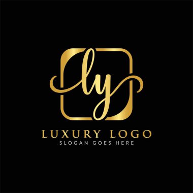 İlk LY harfi Logo Tasarım Şablonu. Lüks Mektup LY logo tasarımı