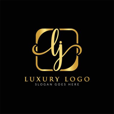İlk LJ harfi Logo Tasarım Şablonu. Lüks Mektup LJ logo tasarımı