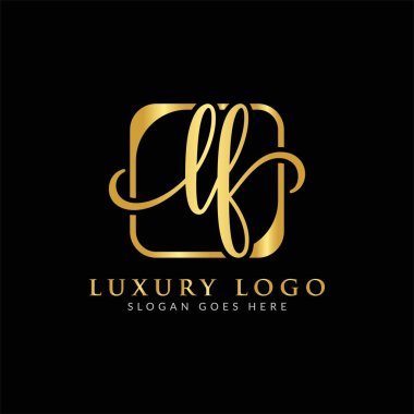 İlk LF harfi Logo Tasarım Şablonu. Lüks Mektup LF logo tasarımı