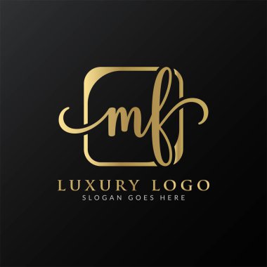 İlk MF harfi Logo Tasarım Şablonu. Lüks Mektup MF logo tasarımı