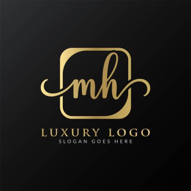 İlk MH harfi Logo Tasarım Şablonu. Lüks Mektup MH logo tasarımı