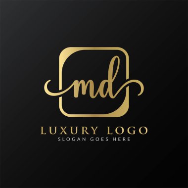 İlk MD harfi Logo Tasarım Şablonu. Lüks Mektup MD logo Tasarımı