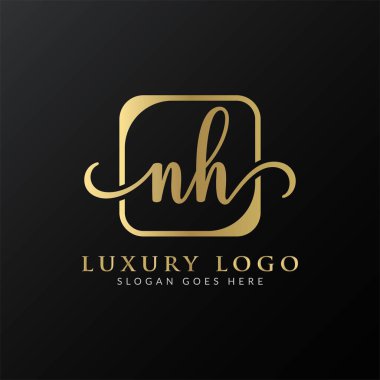 İlk Harf NH Logo Tasarım Vektör Şablonu. NH Harf Logosu Tasarımı