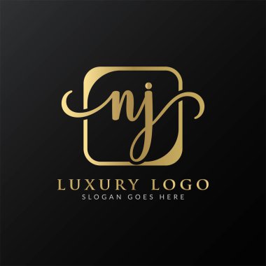 İlk Harf NJ Logo Tasarım Vektör Şablonu. NJ Harf Logo Tasarımı