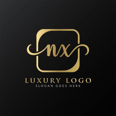 İlk Harf NX Logo Tasarım Vektör Şablonu. NX Harf Logosu Tasarımı