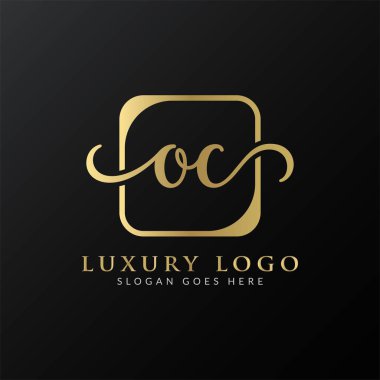İlk Basit Harf OC Logo Tasarım Vektör Şablonu. Soyut Lüks OC Harf Logosu Tasarımı