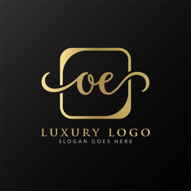 İlk Basit Harf OE Logo Tasarım Vektör Şablonu. Soyut Lüks OE Mektup Logosu Tasarımı