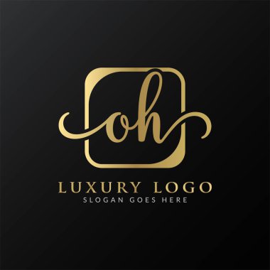 İlk Basit Harf OH Logo Tasarım Vektör Şablonu. Soyut Lüks OH Harf Logosu Tasarımı