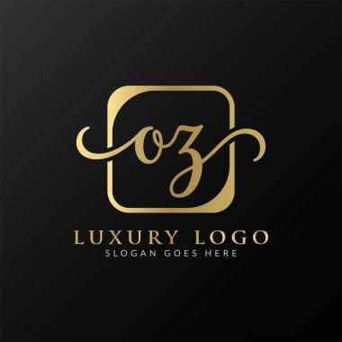 İlk Basit Harf OZ Logo Tasarım Vektör Şablonu. Soyut Lüks OZ Harf Logosu Tasarımı