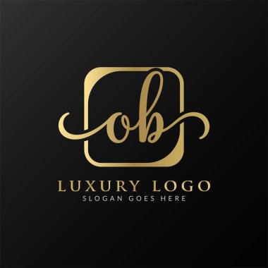 İlk Basit Harf OB Logo Tasarım Vektör Şablonu. Soyut Lüks Kadın Doğum Mektup Logosu Tasarımı