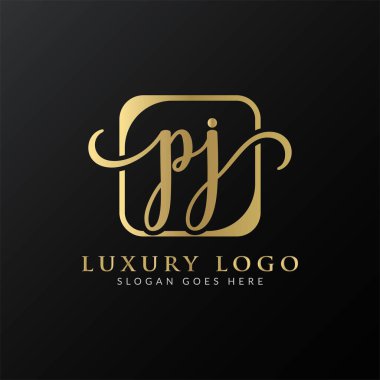 İlk PJ Harf Logosu Tasarımı Modern Typography Vector Şablonu. Yaratıcı Lüks PJ Logo Vektörü.