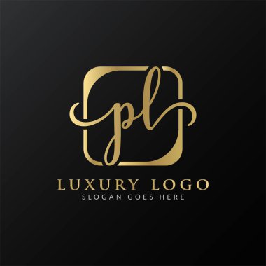 İlk PL Harf Logosu Tasarımı Modern Typography Vector Şablonu. Yaratıcı Lüks PL Logo Vektörü.