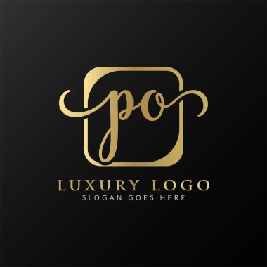 İlk PO Harf Logosu Tasarımı Modern Typography Vector Şablonu. Yaratıcı Lüks PO Logo Vektörü.