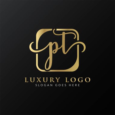 İlk PT Harf Logosu Tasarımı Modern Typography Vector Şablonu. Yaratıcı Lüks PT Logo Vektörü.
