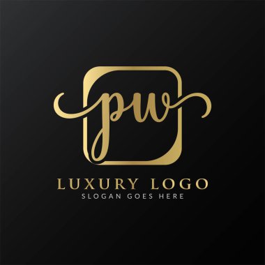 İlk PW Harf Logosu Tasarımı Modern Typography Vector Şablonu. Yaratıcı Lüks PW Logo Vektörü.