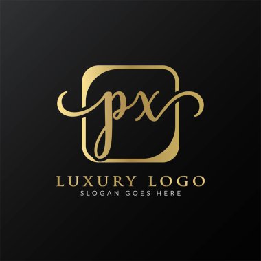 İlk PX Harf Logosu Tasarımı Modern Typography Vector Şablonu. Yaratıcı Lüks PX Logo Vektörü.